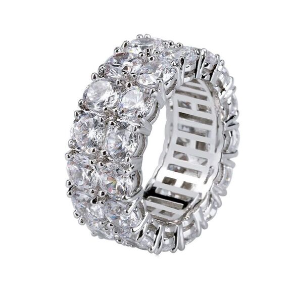 Men’s Silver Diamond CZ Bling Ring - Picture 3 of 4